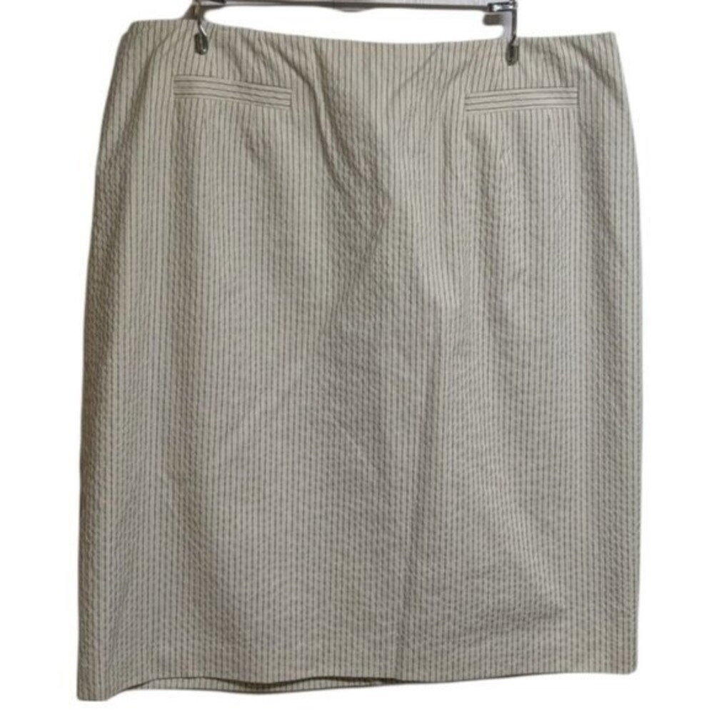 Talbots Skirt Women Italian Cotton Blend Pinstripe Striped Knee-Length Beige 18